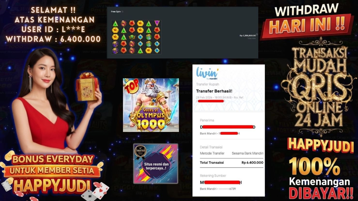 HAPPYJUDI JACKPOT SLOT GATES OF OLYMPUS 1000